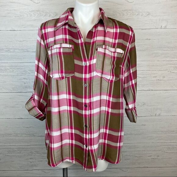 Kut from the Kloth Hannah Button Down Plaid Top - Picture 2 of 7